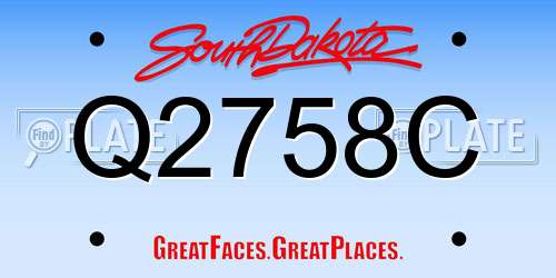 Q2758C South Dakota License Plate