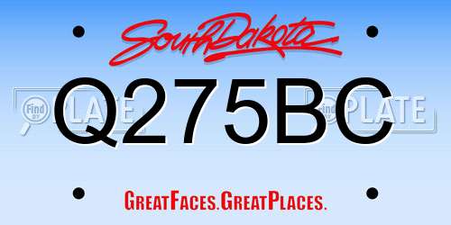 Q275BC South Dakota License Plate