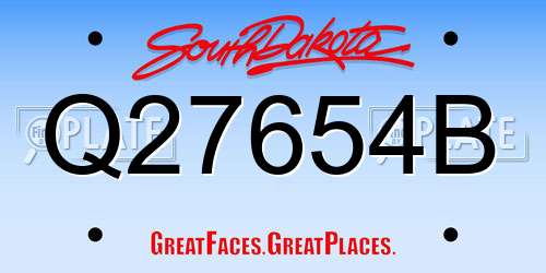 Q27654B South Dakota License Plate