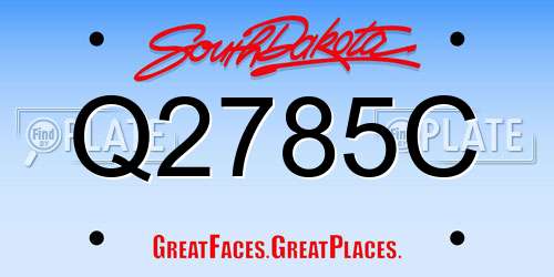 Q2785C South Dakota License Plate