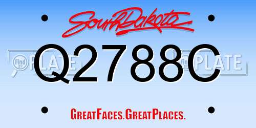 Q2788C South Dakota License Plate