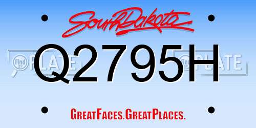 Q2795H South Dakota License Plate