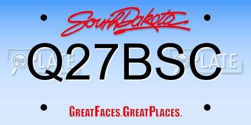 Q27BSC South Dakota License Plate