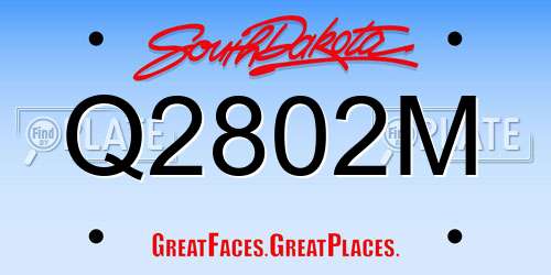 Q2802M South Dakota License Plate