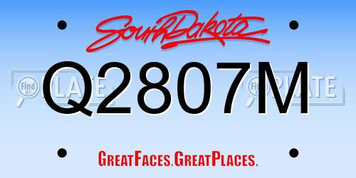 Q2807M South Dakota License Plate