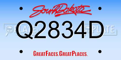 Q2834D South Dakota License Plate