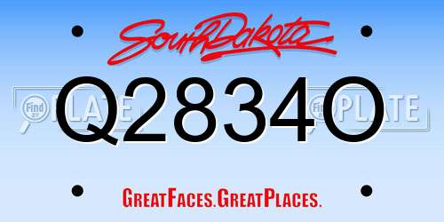 Q2834O South Dakota License Plate