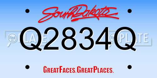 Q2834Q South Dakota License Plate