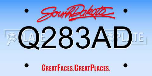 Q283AD South Dakota License Plate