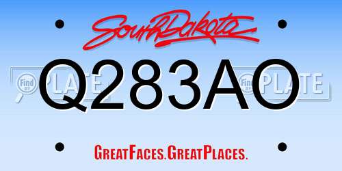 Q283AO South Dakota License Plate