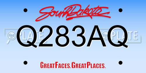 Q283AQ South Dakota License Plate