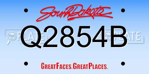 Q2854B South Dakota License Plate