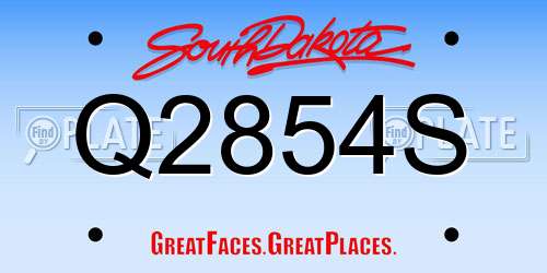 Q2854S South Dakota License Plate