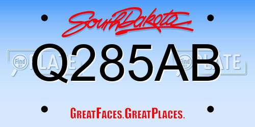 Q285AB South Dakota License Plate