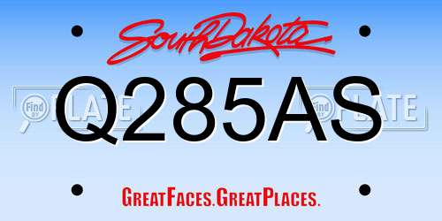 Q285AS South Dakota License Plate