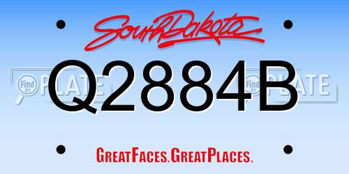 Q2884B South Dakota License Plate