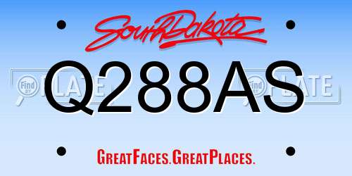 Q288AS South Dakota License Plate