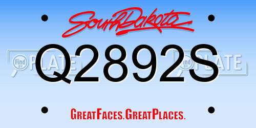 Q2892S South Dakota License Plate