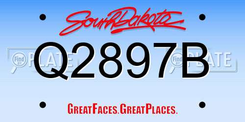 Q2897B South Dakota License Plate