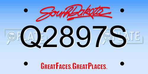 Q2897S South Dakota License Plate