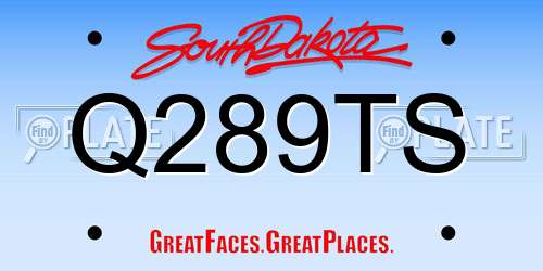 Q289TS South Dakota License Plate