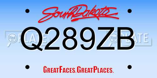 Q289ZB South Dakota License Plate