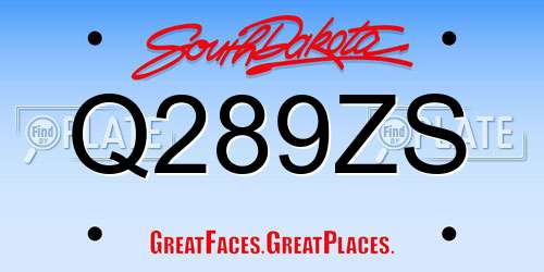 Q289ZS South Dakota License Plate