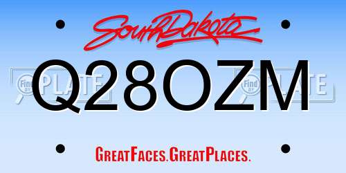 Q28OZM South Dakota License Plate
