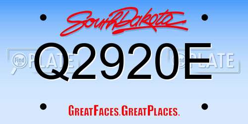Q2920E South Dakota License Plate