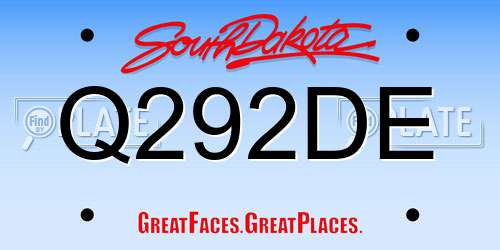 Q292DE South Dakota License Plate