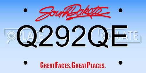 Q292QE South Dakota License Plate
