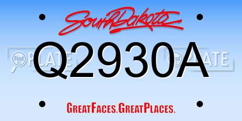 Q2930A South Dakota License Plate