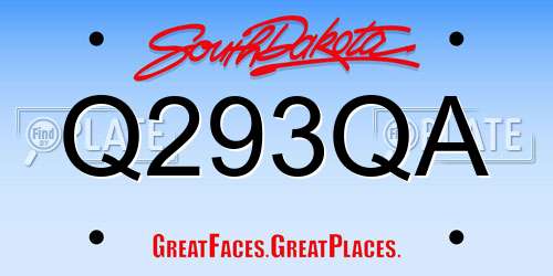 Q293QA South Dakota License Plate