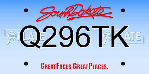 Q296TK South Dakota License Plate