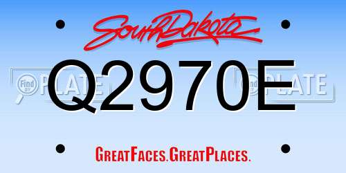 Q2970E South Dakota License Plate