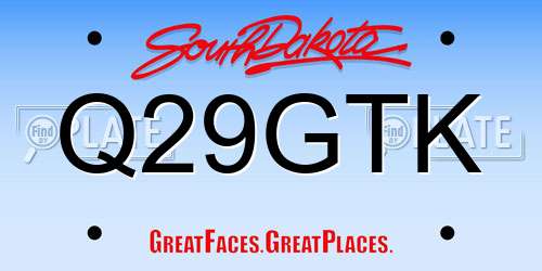 Q29GTK South Dakota License Plate