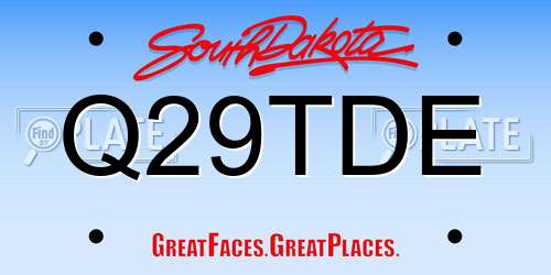 Q29TDE South Dakota License Plate