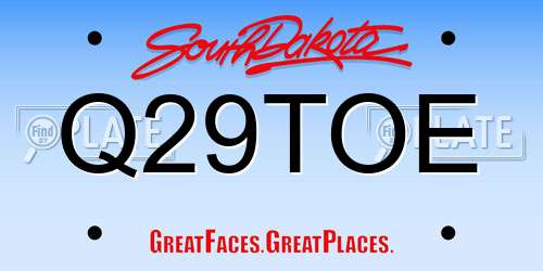 Q29TOE South Dakota License Plate