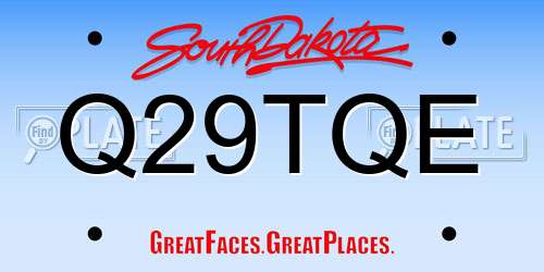 Q29TQE South Dakota License Plate