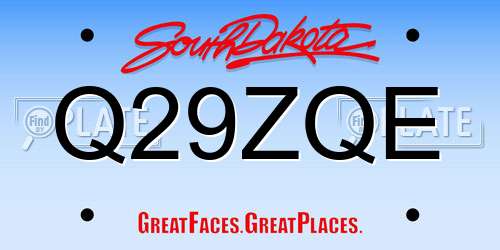 Q29ZQE South Dakota License Plate