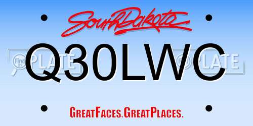 Q30LWC South Dakota License Plate
