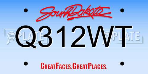 Q312WT South Dakota License Plate