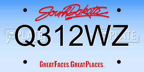 Q312WZ South Dakota License Plate
