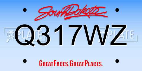 Q317WZ South Dakota License Plate