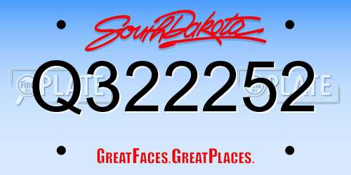 Q322252 South Dakota License Plate