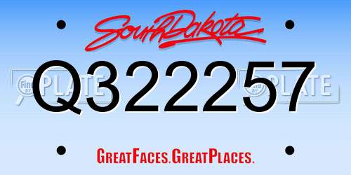 Q322257 South Dakota License Plate