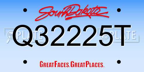 Q32225T South Dakota License Plate