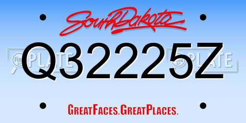 Q32225Z South Dakota License Plate