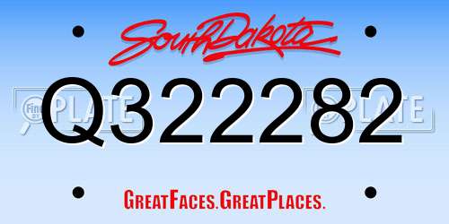 Q322282 South Dakota License Plate