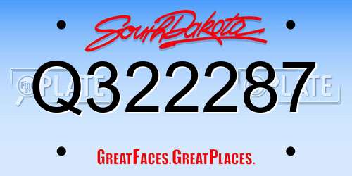 Q322287 South Dakota License Plate
